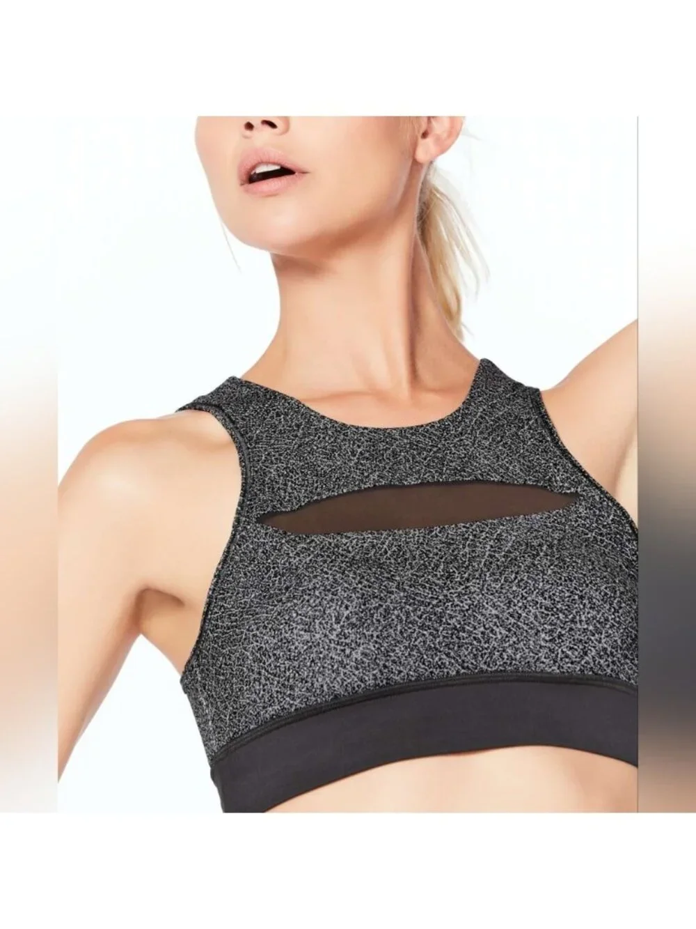 Lululemon Run The Day Bra Fractal Dark Starlight Black / Black